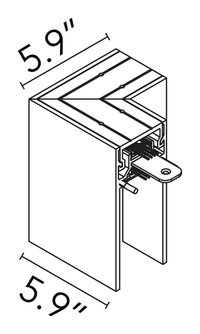 The Running Magnet Surface Track by Flos, size drawing: 90° Corner. Can be powered