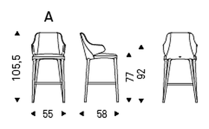 Wanda Stool by Cattelan Italia, size drawing 1
