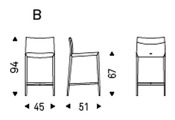 Norma ML Stool by Cattelan Italia, size drawing 2