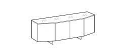 Angle Sideboard by Ditre Italia, size drawing: High sideboard with mirror top and wooden doors