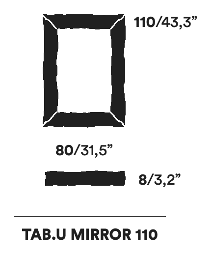 Tab.U Mirror by Opinion Ciatti, size drawing: TAB.U MIRROR 110