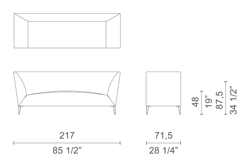 Daybed Sofa by Cappellini, size drawing: DB_2