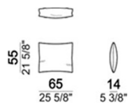 Back Pack Sofa by Arketipo, size drawing: Back cushion