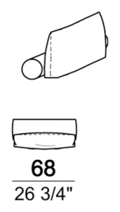 Santos Sofa by Arketipo, size drawing: Set relax (Roll + back cushion)