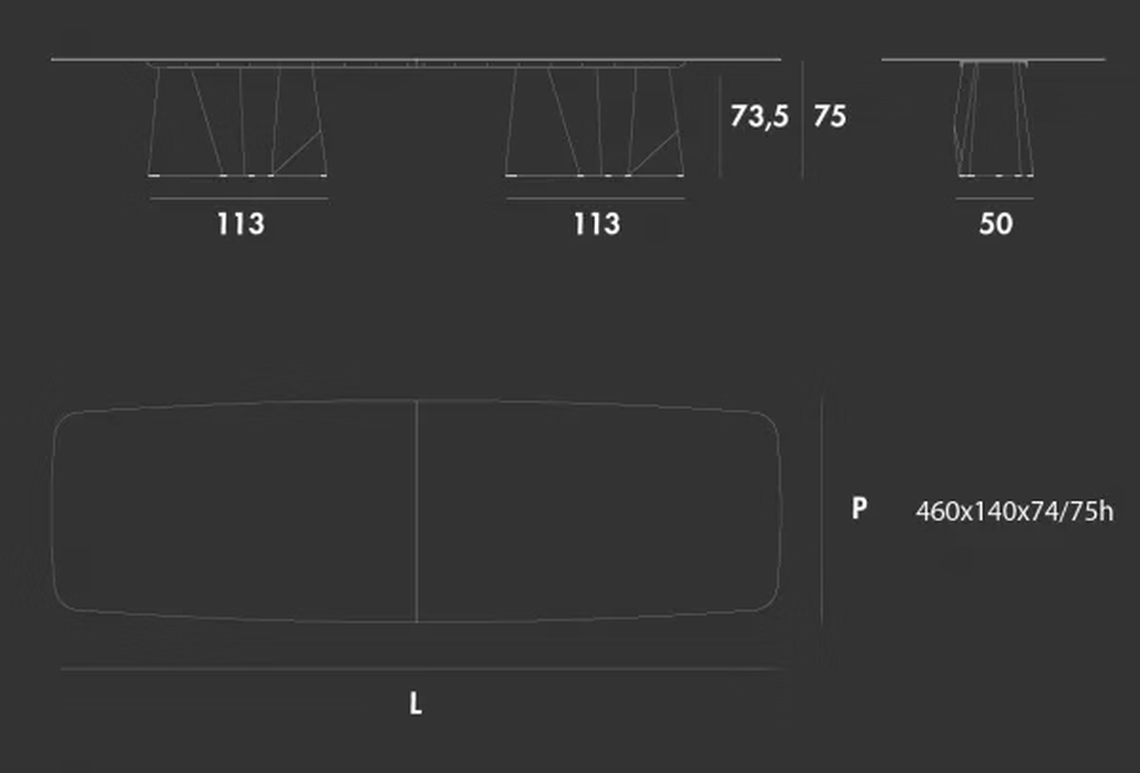 Grandeod Maxi Table by Sovet, size drawing