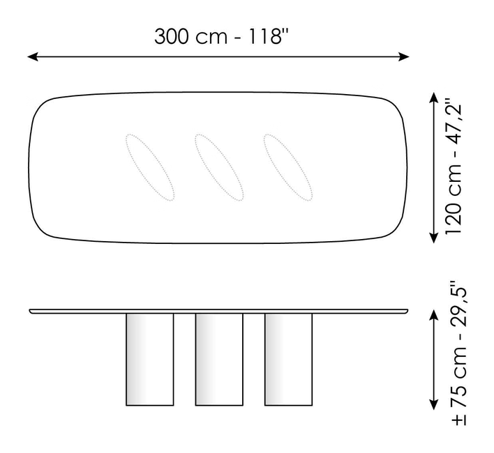 Louver Dining Table by Bonaldo, size drawing 5