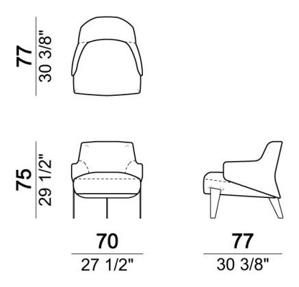 Nascar Armchair by Arketipo, size drawing