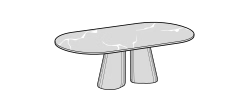 Pillar Dining Table by Ditre Italia, size drawing: Table 260 dark marble top