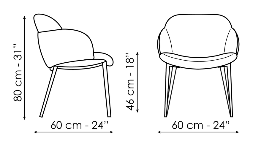 My Way Chair by Bonaldo, size drawing: Miss My way