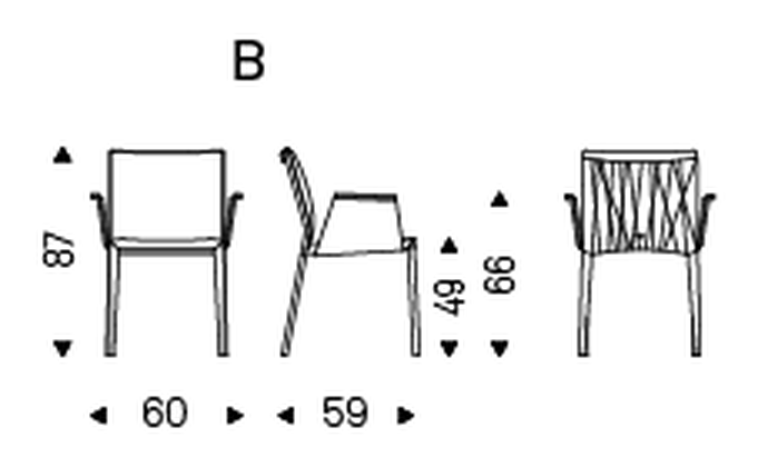 Italia Couture Dining Chair by Cattelan Italia, size drawing 2
