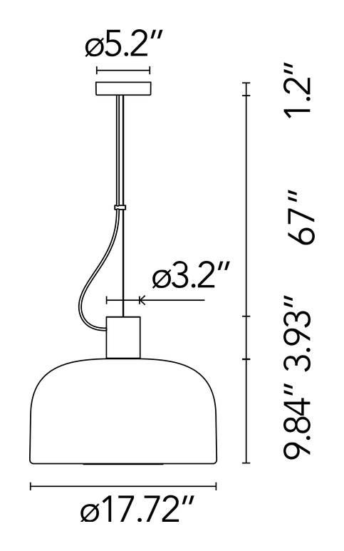 Bellhop Glass S2 Pendant Lamp by Flos, size drawing 1