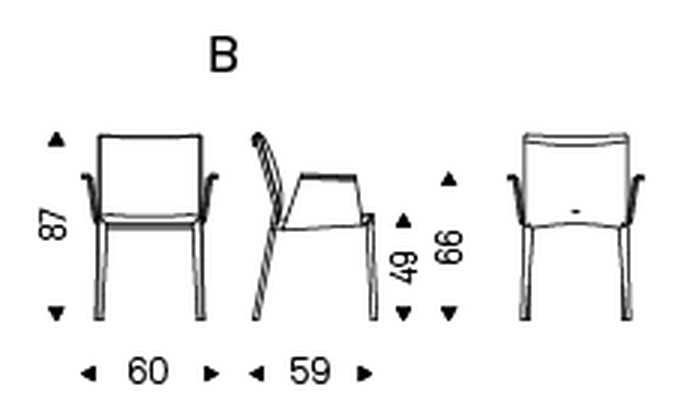 Italia Dining Chair by Cattelan Italia, size drawing 2