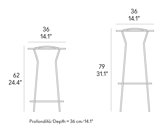 Bar Stool by Casamania, size drawing