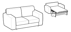 Isabel Sofa Bed by Ditre Italia, size drawing: 2-seater sofa bed