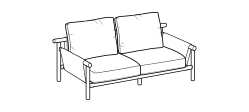 Isamu Outdoor Sofa by Ditre Italia, size drawing: 2-seat outdoor sofa