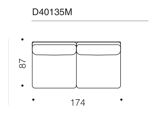 Fenix Sofa by Driade, size drawing: D40135M