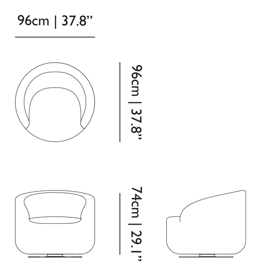 Introvert Chair by Moooi, size drawing