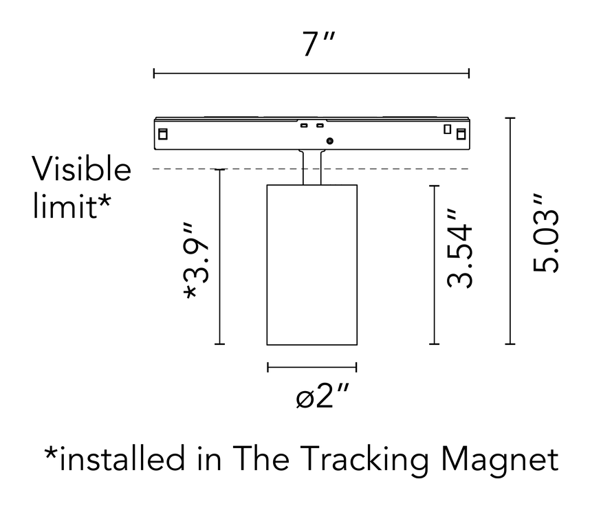 Light Shadow Spot 45 Module, Tracking Magnet by Flos, size drawing