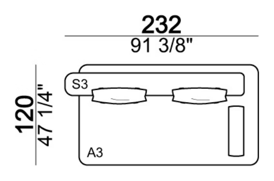 Back Pack Sofa by Arketipo, size drawing: Composition E