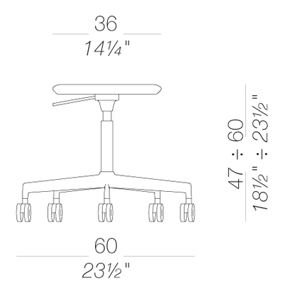Lab S72 Stool by LaPalma, size drawing