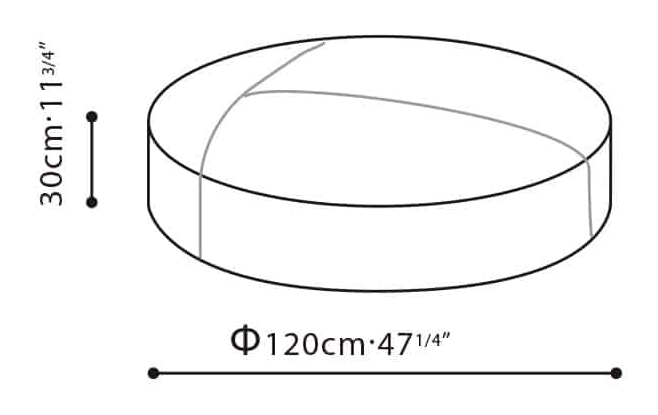 Puck Ottoman by Camerich, size drawing: C0250302