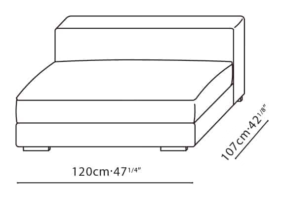 Epic Sofa by Camerich, size drawing: C01H0202