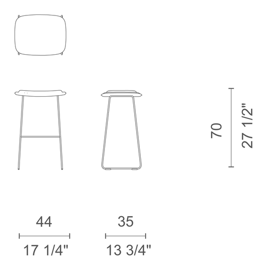 Hi Pad Stool by Cappellini, size drawing: HP_11