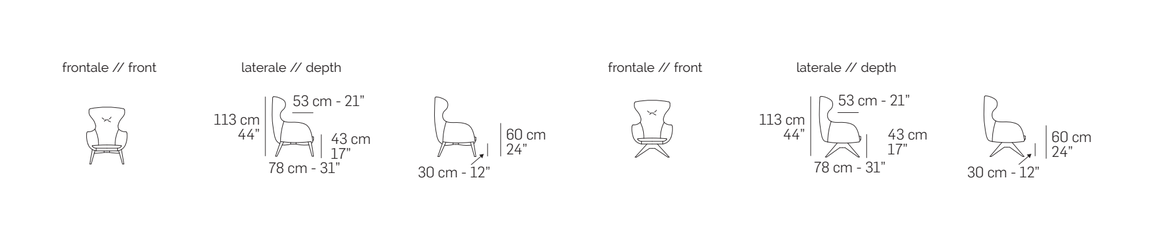 Iseo Armchair by Nicoline, size drawing 1