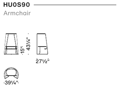 Husk Outdoor Armchair by Moroso, size drawing