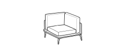 Kris Sofa by Ditre Italia, size drawing: Square corner