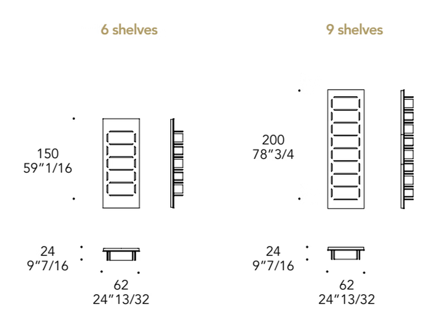 Aurora Bottle Display by Reflex, size drawing