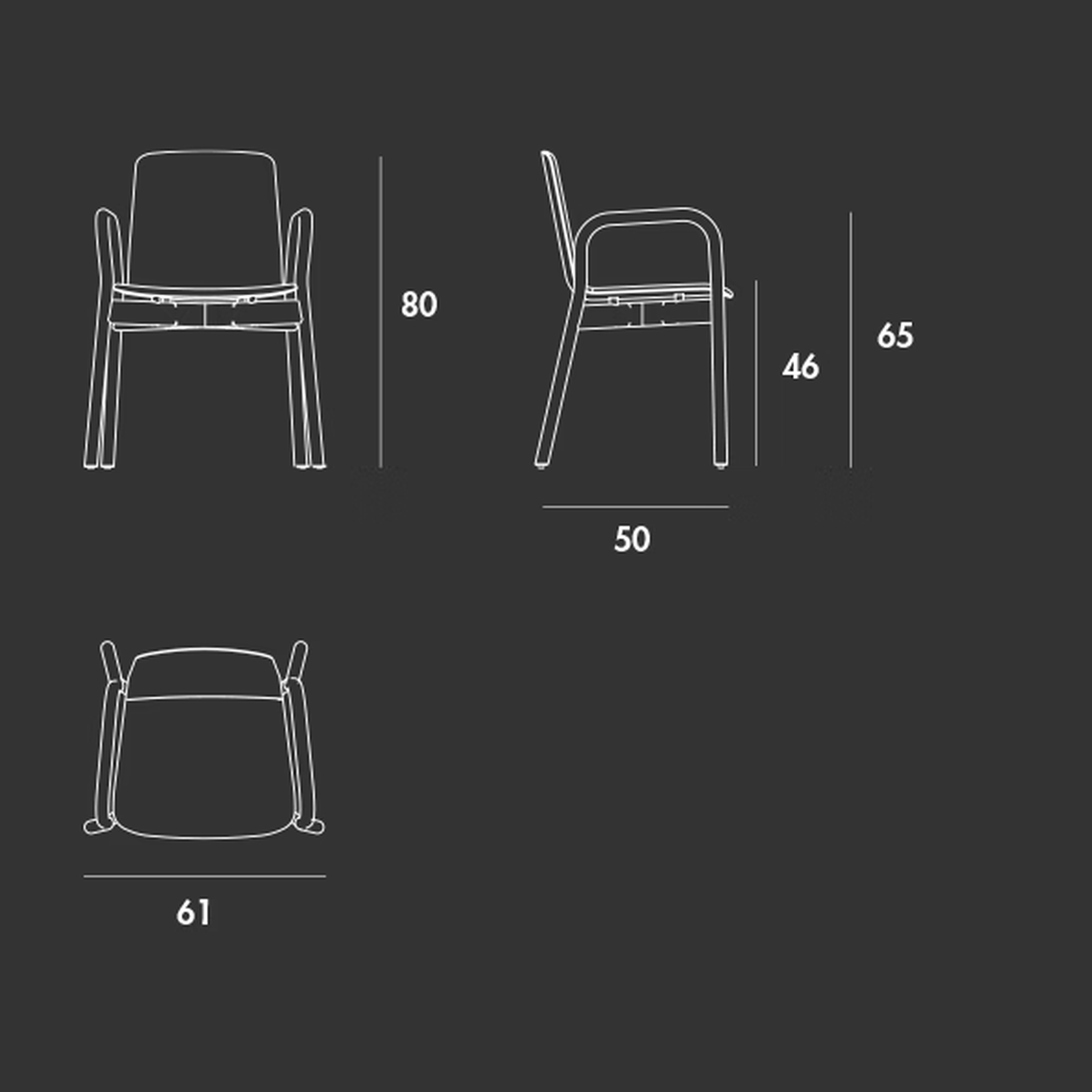 Two Tone Chair by Sovet, size drawing: Armchair