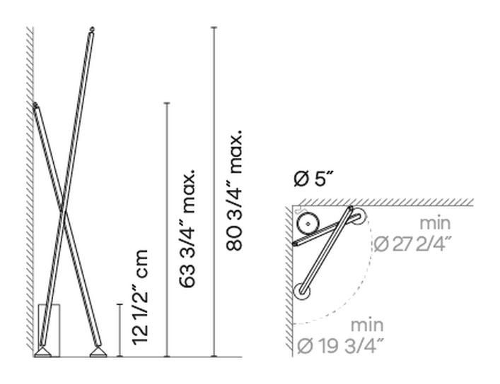 Sticks Solo Floor Lamp by Vibia, size drawing: Model 7338