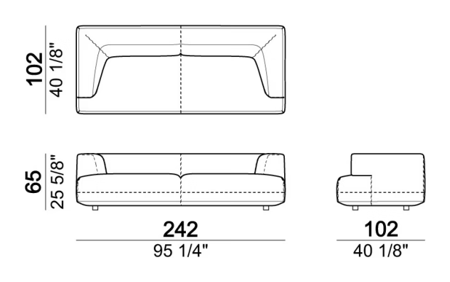 Starman Sofa by Arketipo, size drawing: Sofa