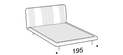Chloé Luxury Bed by Ditre Italia, size drawing: King size bed for 193x203 mattress