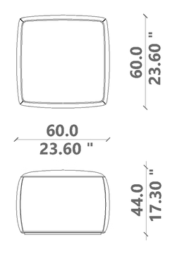 Otis Ottoman by Talenti, size drawing: 60 × 60 × 44