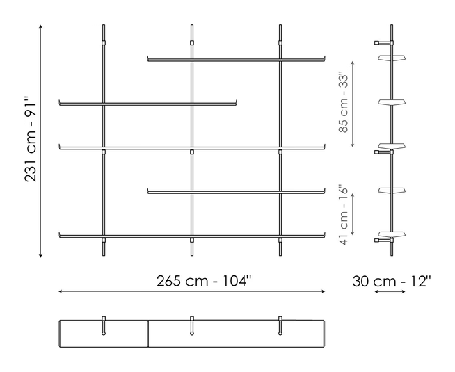Foil Bookshelf by Bonaldo, size drawing 3