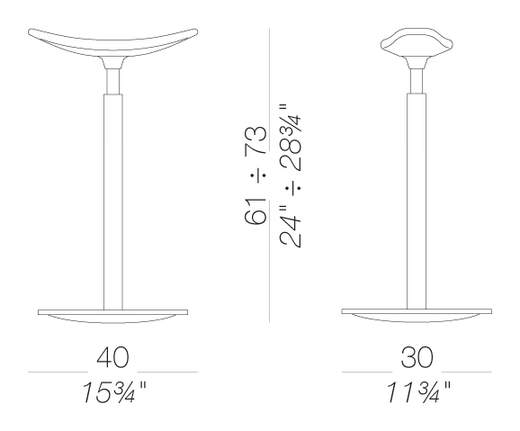 Ryo S172 Stool by LaPalma, size drawing