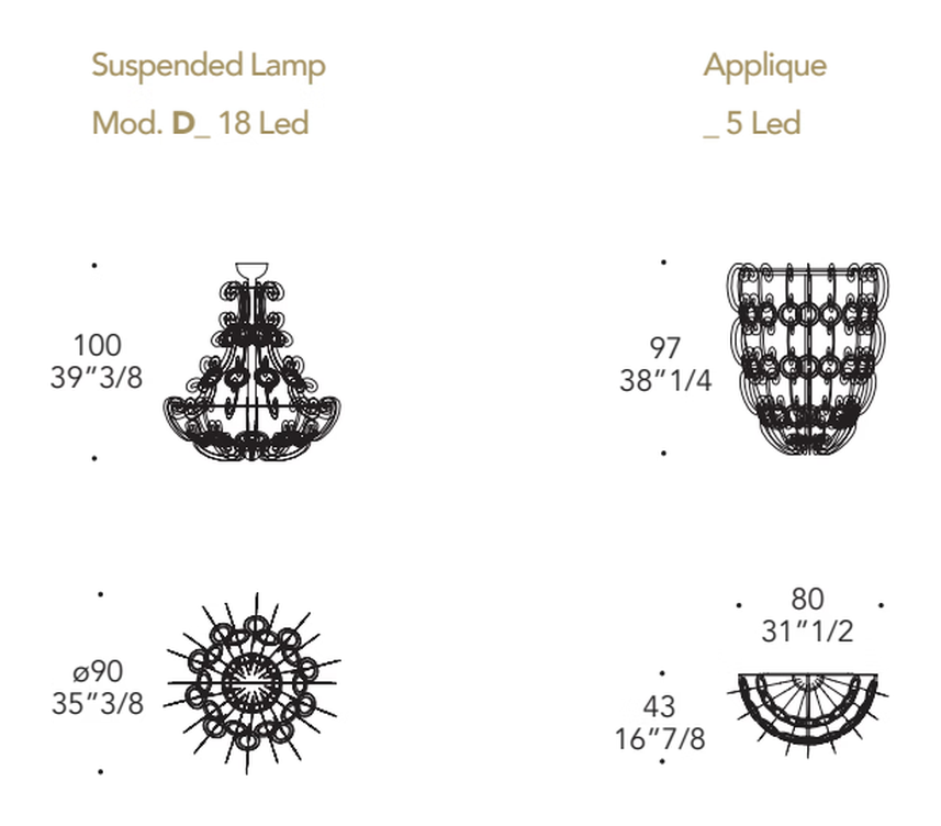 Casanova Applique Wall Lamp by Reflex, size drawing 2
