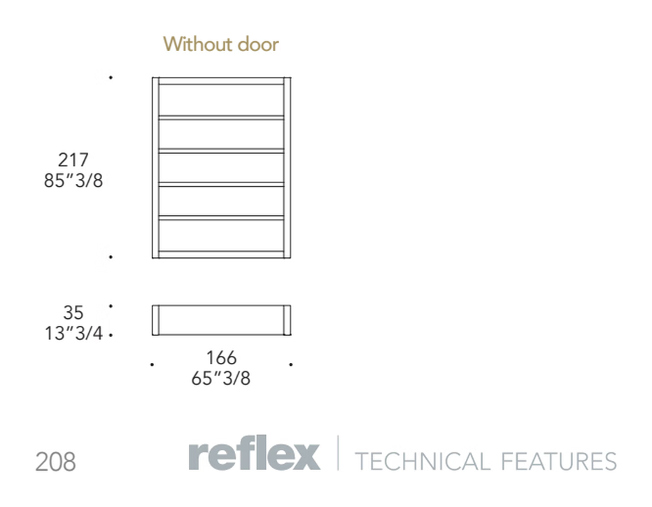 Avantgarde Libreria Bookcase by Reflex, size drawing 4