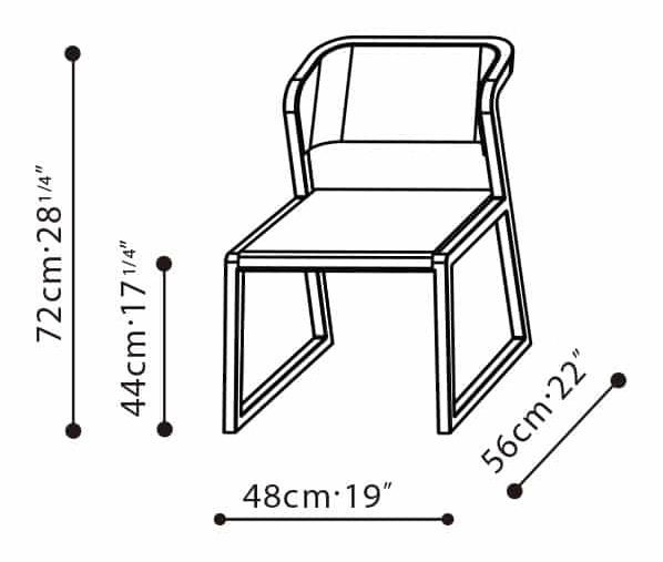 Ming Chair by Camerich, size drawing: C02A1501