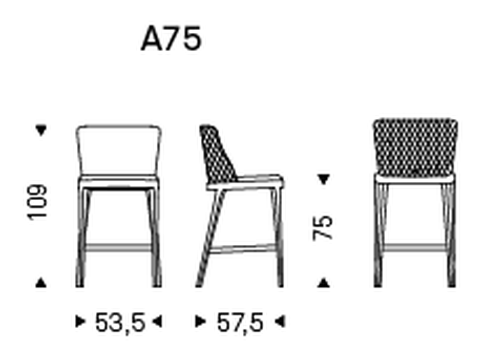 Magda Couture Stool by Cattelan Italia, size drawing 1