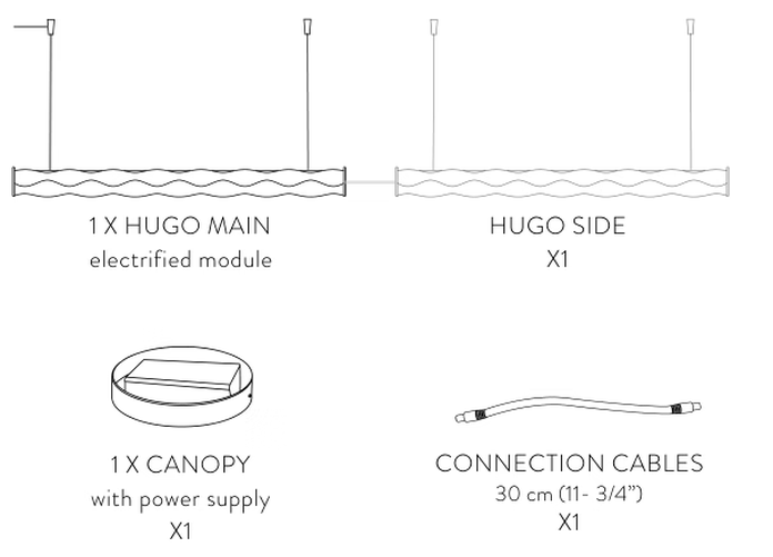 Hugo Pendant Lamp by Slamp, size drawing: Hugo Architectural 2