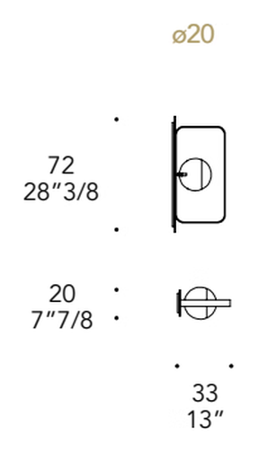Oh Applique Wall Lamp by Reflex, size drawing