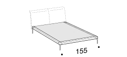Ada Bed by Ditre Italia, size drawing: Queen size bed Wood bed frame for 153x203 cm mattress