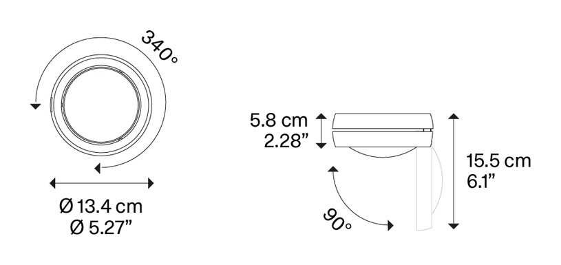 Nautilus Ceiling Lamp by Lodes, size drawing: Nautilus