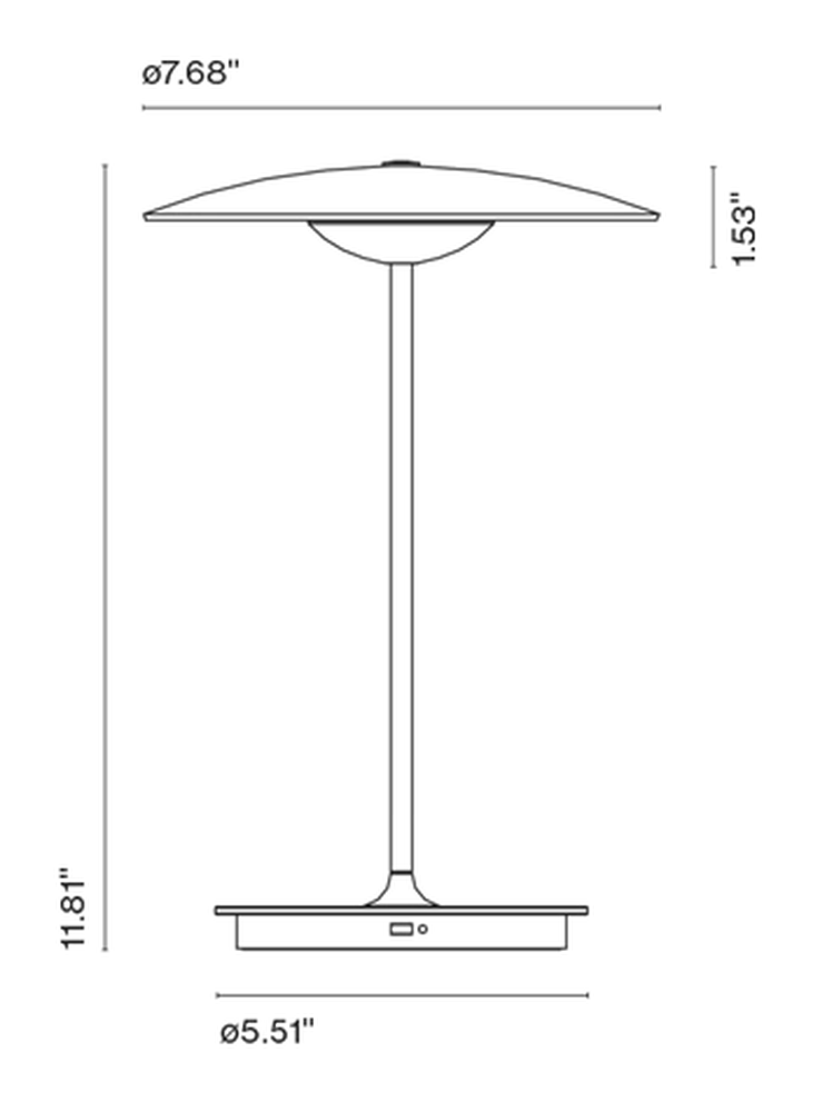 LED-Ginger Portable Lamp by Marset, size drawing