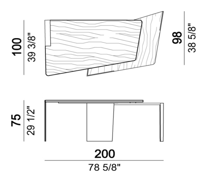 Wall Street Desk by Arketipo, size drawing: Executive desk