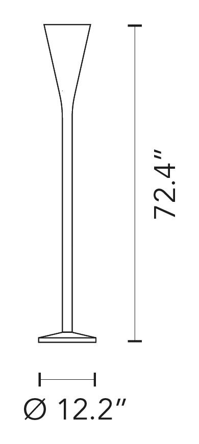 Luminator Floor Lamp by Fontana Arte, size drawing