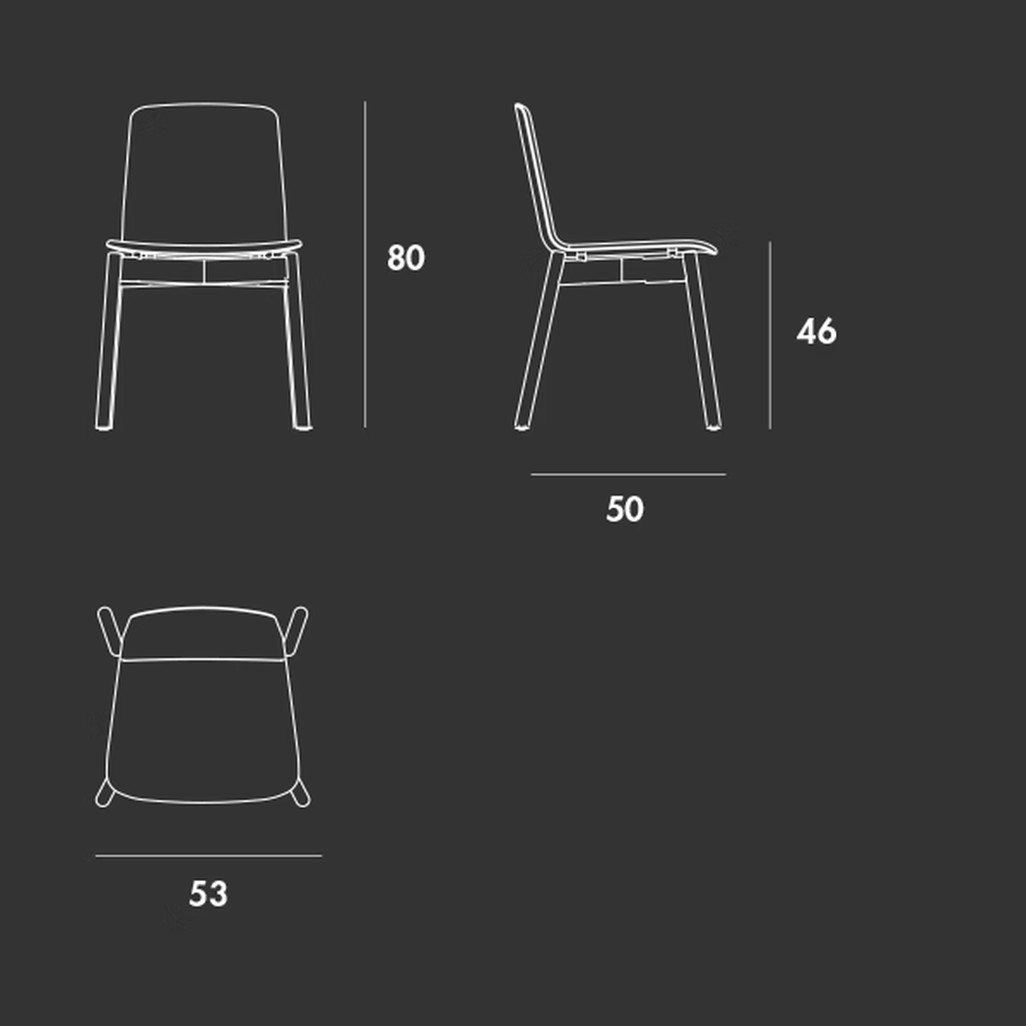 Two Tone Chair by Sovet, size drawing: Chair